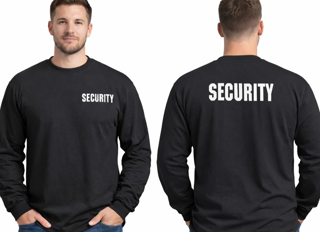 Security  Long Sleeve T-shirt Front & Back Print Black