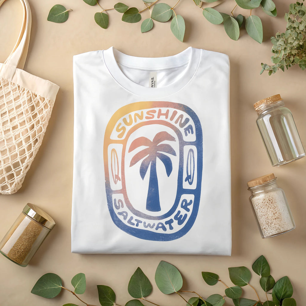 Sunshine Saltwater Shirt – Retro Palm Tree Beach Vibes T-Shirt A460