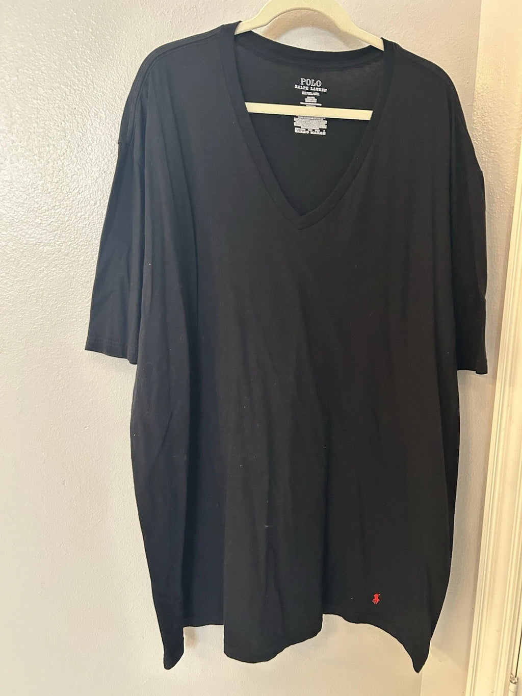 Ralph Lauren Mens Short Sleeve Black Pony V Neck T-shirt 3XLT
