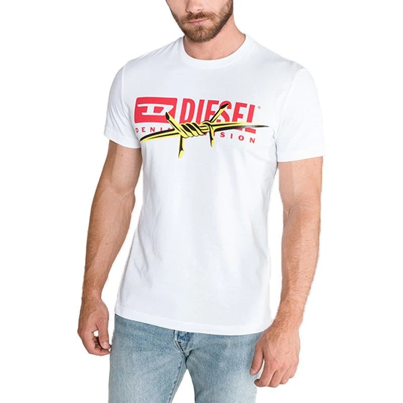 Mens T-Shirt DIESEL T DIEGO BX2 Crew Neck Short Sleeve Casual white Cotton Tee