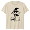 Cute Witch Cat Skull T-Shirt Witchy Cat Halloween Gift For Him And Her