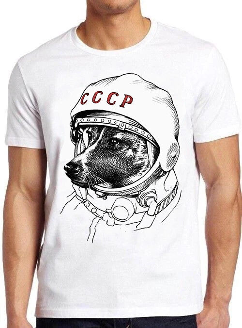 Laika Astronaut Dog Russia Drawing Art Gft Tee T Shirt M444