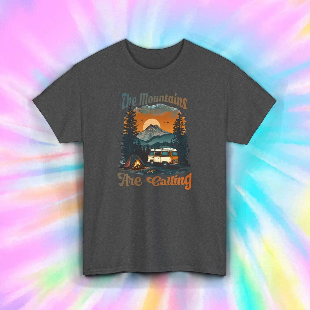 Mountains Are Calling Shirt Camping Van Sunset Outdoor Hike Tee S-5XL