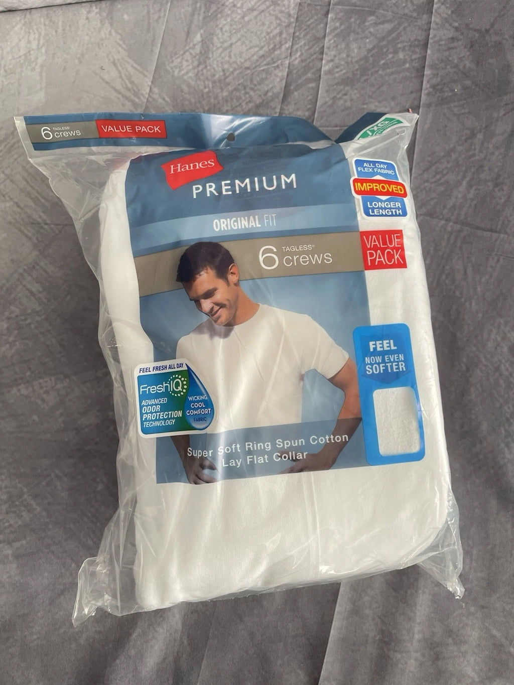 Hanes Premium 6pk Crew Neck T-Shirt Original Fit White NEW