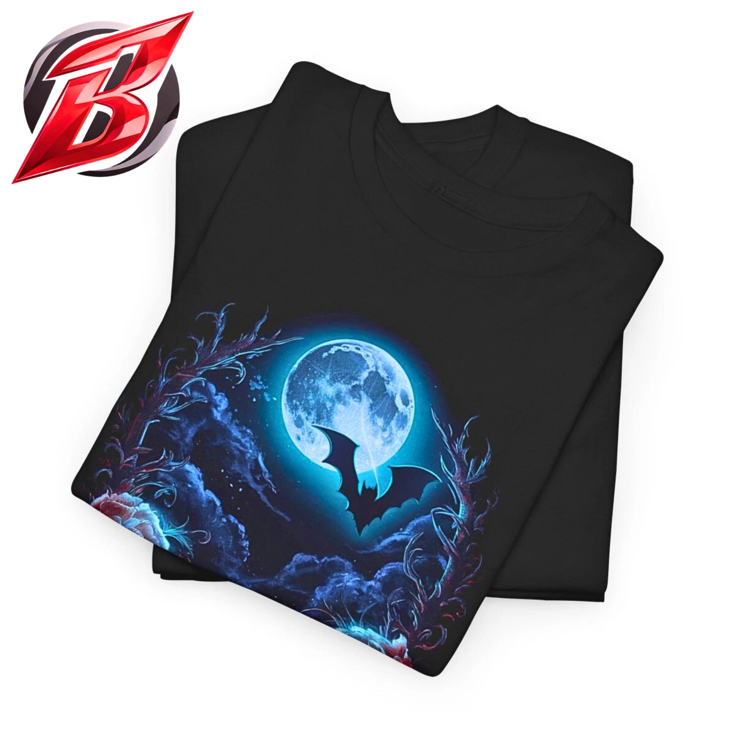 Gothic Moon Bat Shirt Dark Floral Rose Witch Tee Night Sky Gothic Halloween Tee