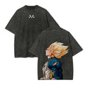Anime Dragon Ball Z Vegeta Vintage Wash T-Shirt Short Sleeve Loose Sports Fit...