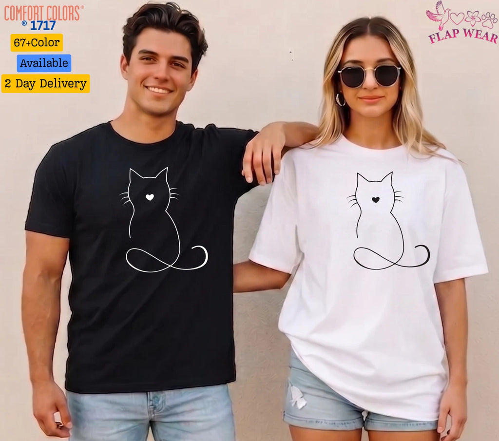 Unisex Minimalist Cat Heart T SHIRT,T shirt women,T shirt men,T shirt vintage