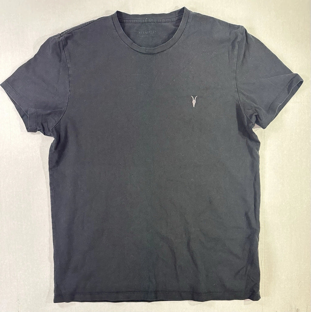 AllSaints Black Ram Skull Logo T-Shirt Men’s Medium Minimalist Casual Tee