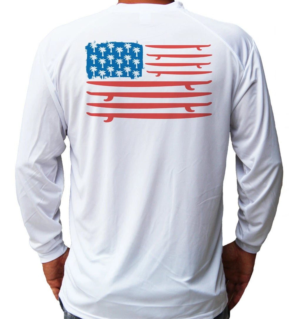 Surfing Surfer Flag Ocean Beach Long Sleeve UPF 50 T-Shirt UV Protection