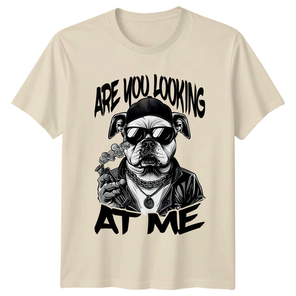 Cool Bulldog Are You Looking At Me T-Shirt, Gangster Dog Graphic Tee
