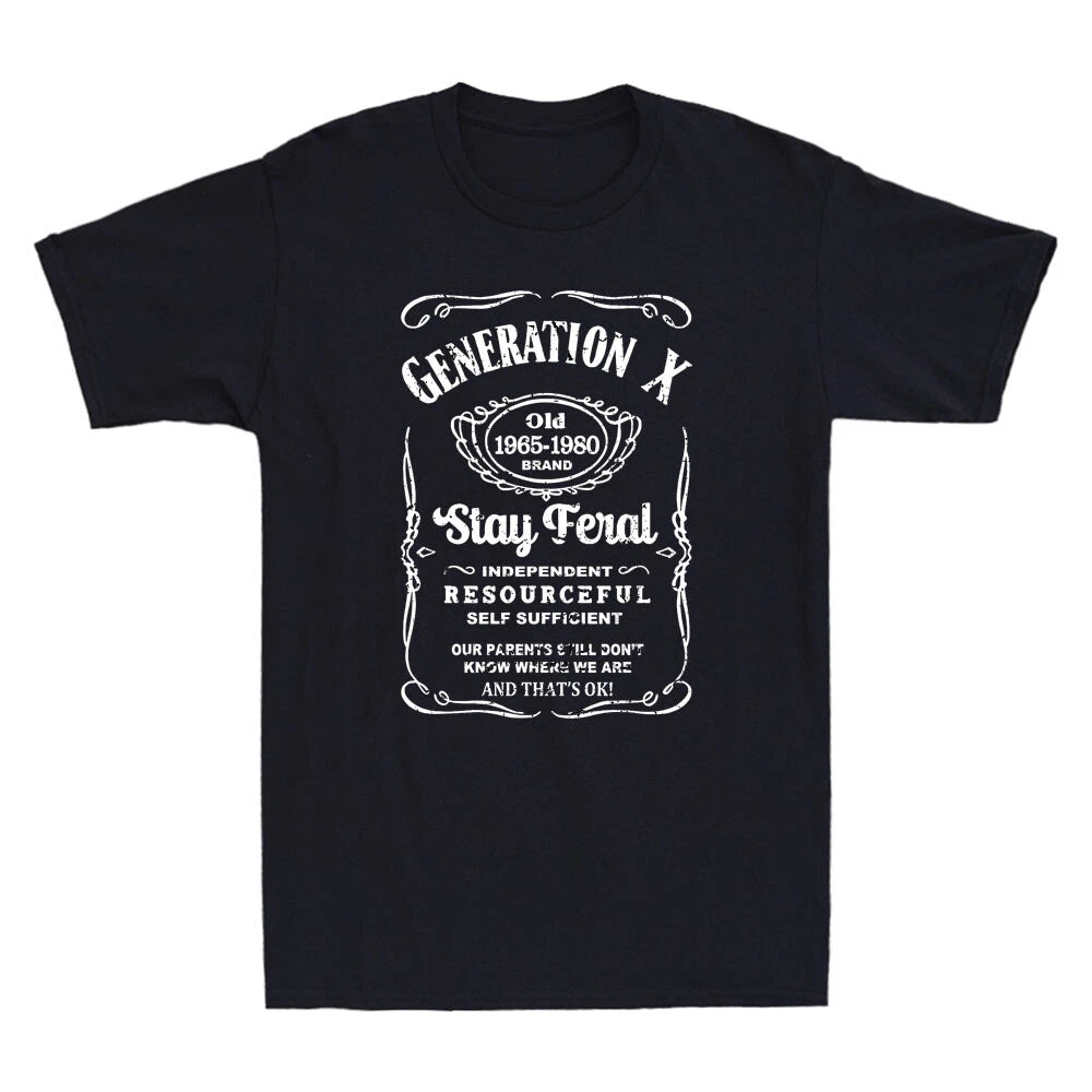 Generation X Stay Feral Resourceful Self Sufficient Funny Quote Men's T-Shirt