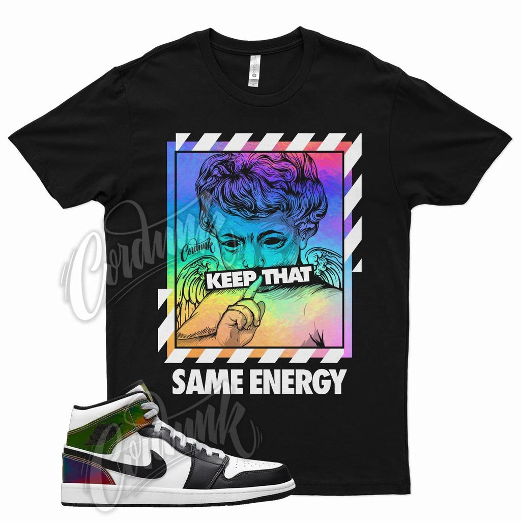 Black ENERGY T Shirt for Air J1 1 Color Change Heat Reactive Hologram Black