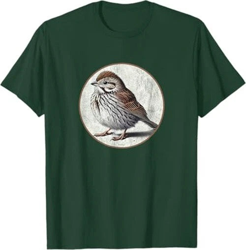 Song Sparrow T-Shirt Retro Bird Tee Design 10 Colors by Bird.Fan