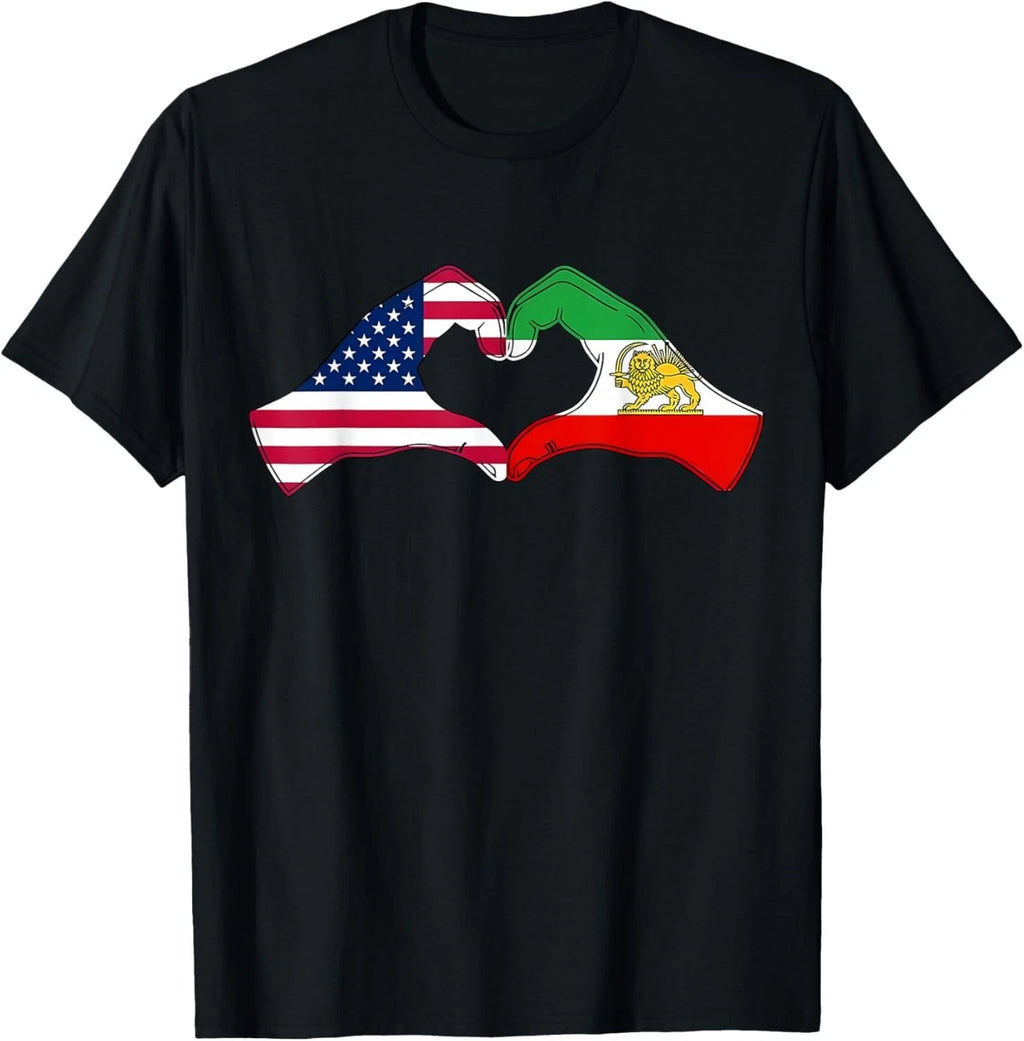 Persian American Flag USA Persia Heritage Heart Gift Unisex T-Shirt