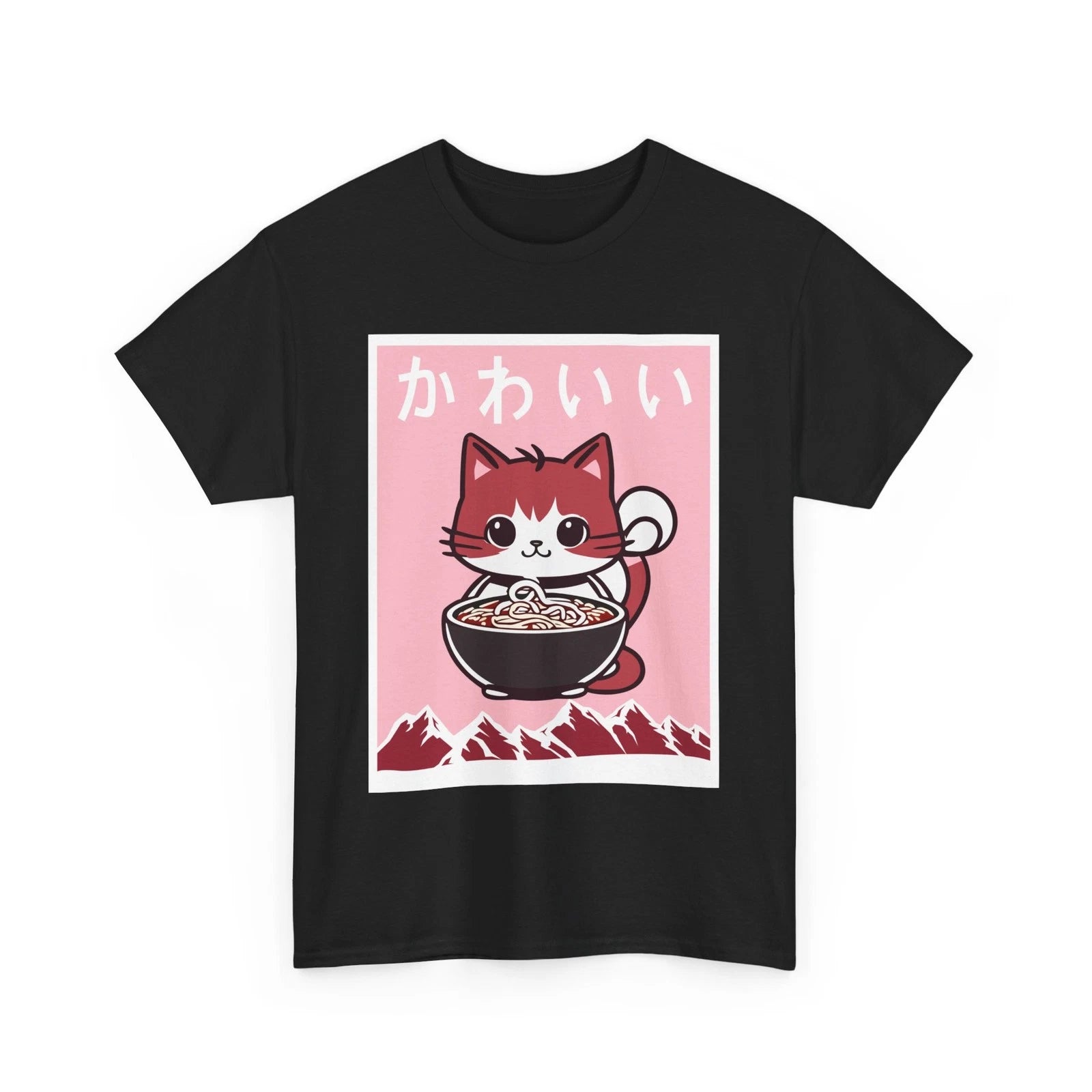 Anime Cat T-Shirt, Kawaii Cat Japanese Art Woodblock Kitten Funny Shirt