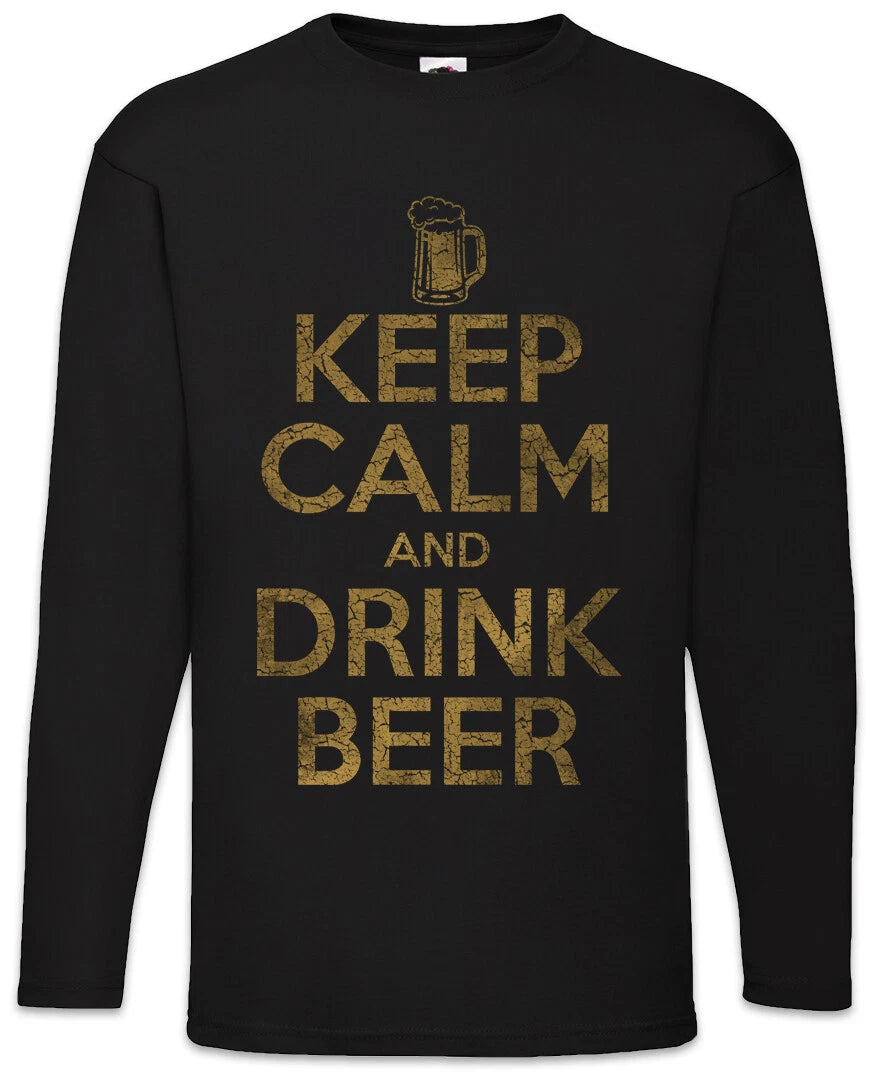 Keep Calm And Drink Beer Mens Long Sleeve T-Shirt Brewery Brewer Alcohol Party