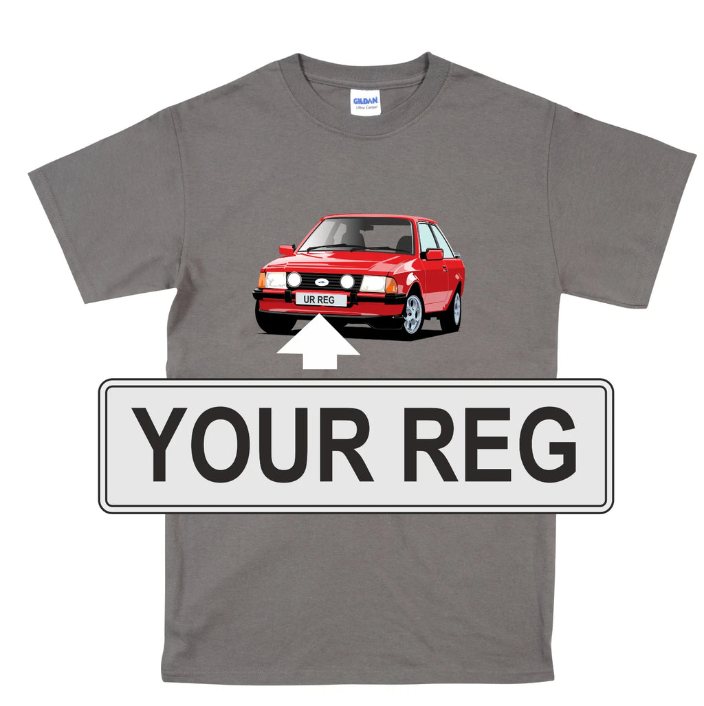 MK3 Ford Escort T Shirt XR3 RS Classic Car Personalised Registration S-5XL