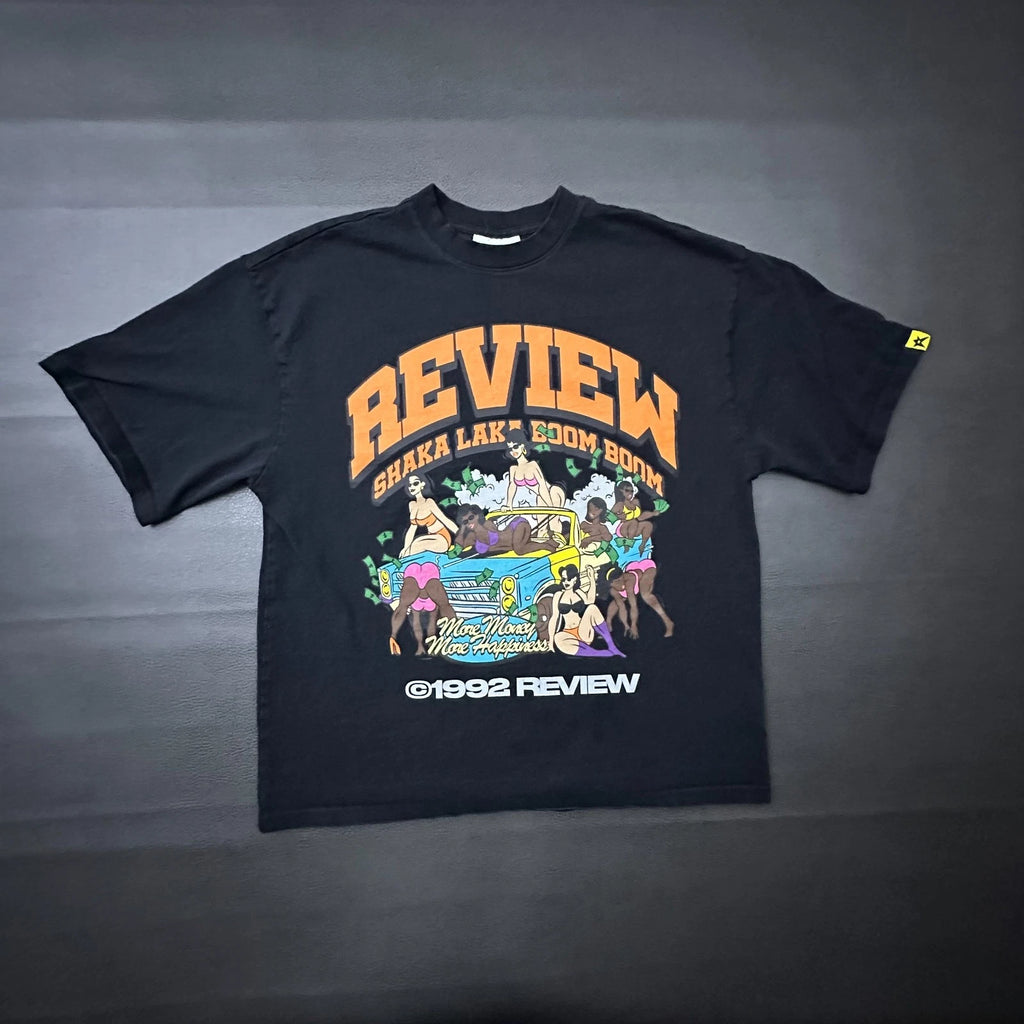 Review T Shirt Mens Medium Black Boxy Fit Freaknik Style Hip Hop Twerk Street