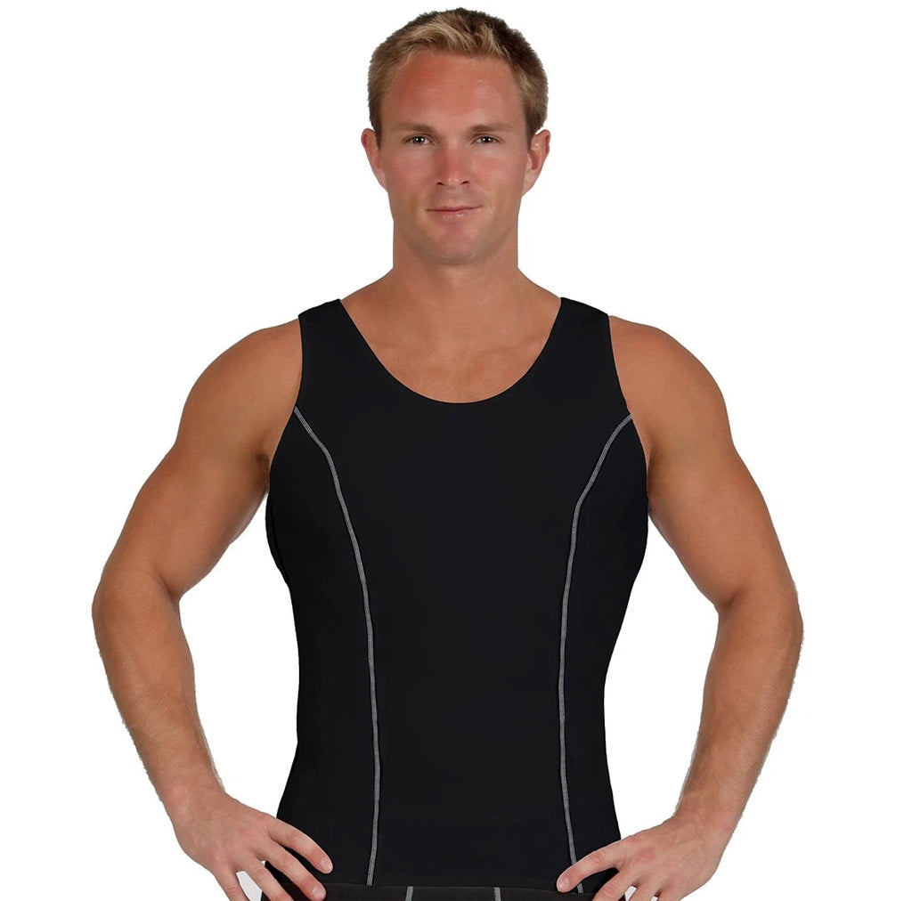 INSTA SLIM HIGH COMPRESSION MUSCLE TANK SIZE: MEN XL - BLACK/WHITE