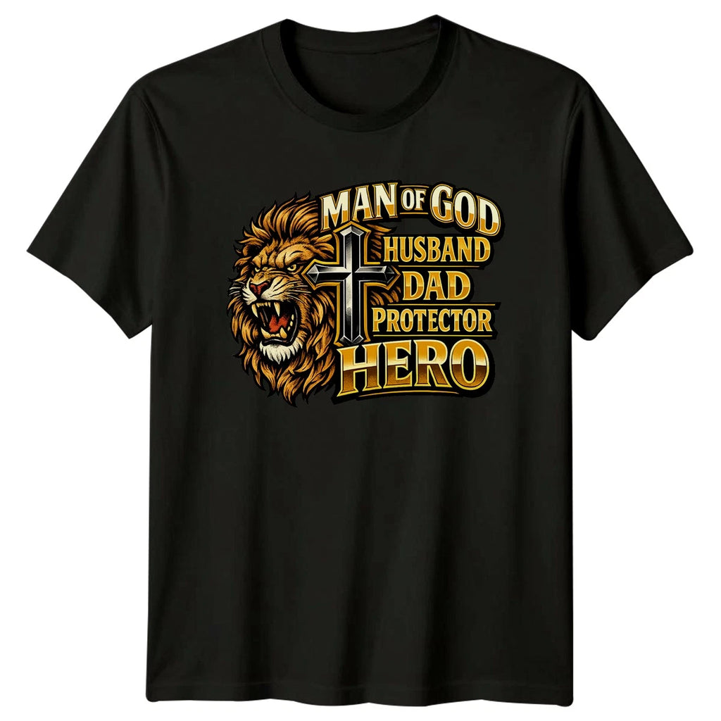 Man Of God Husband Dad Mens T-Shirt Christian Dad Fathers Day Gift For Him