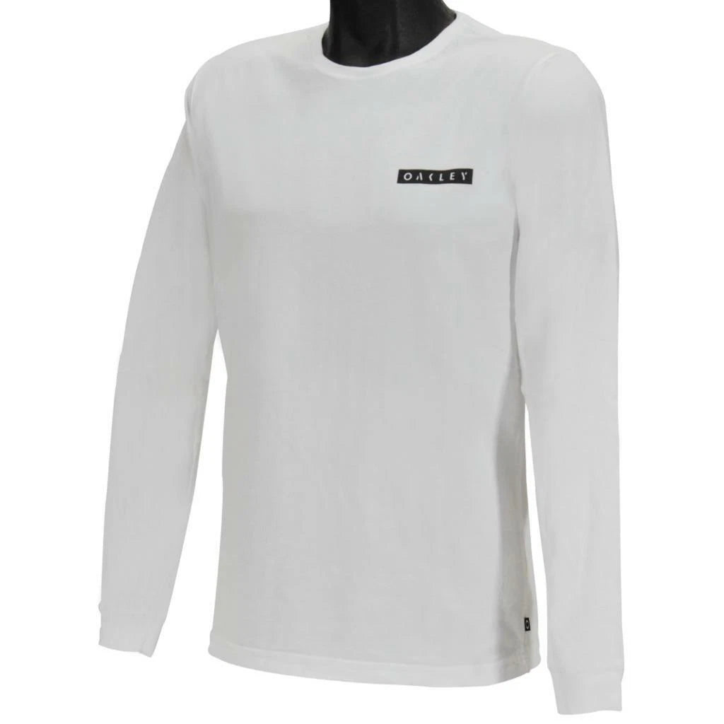 Oakley Harry Long Sleeve Tee Mens Size M Medium White Cotton Logo T-Shirt