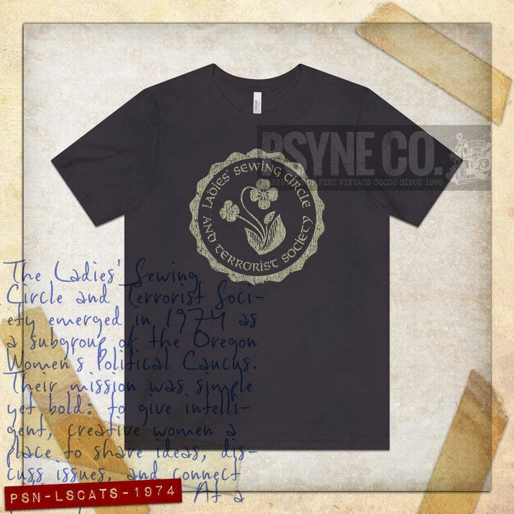 Ladies Sewing Circle and Terrorist Society 1974 Vintage Men’s T-Shirt