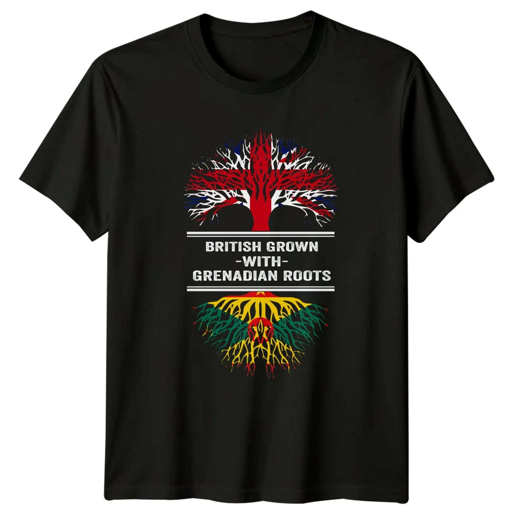 British Grown With Grenadian Roots T-Shirt Dual Nationality Heritage Birthday