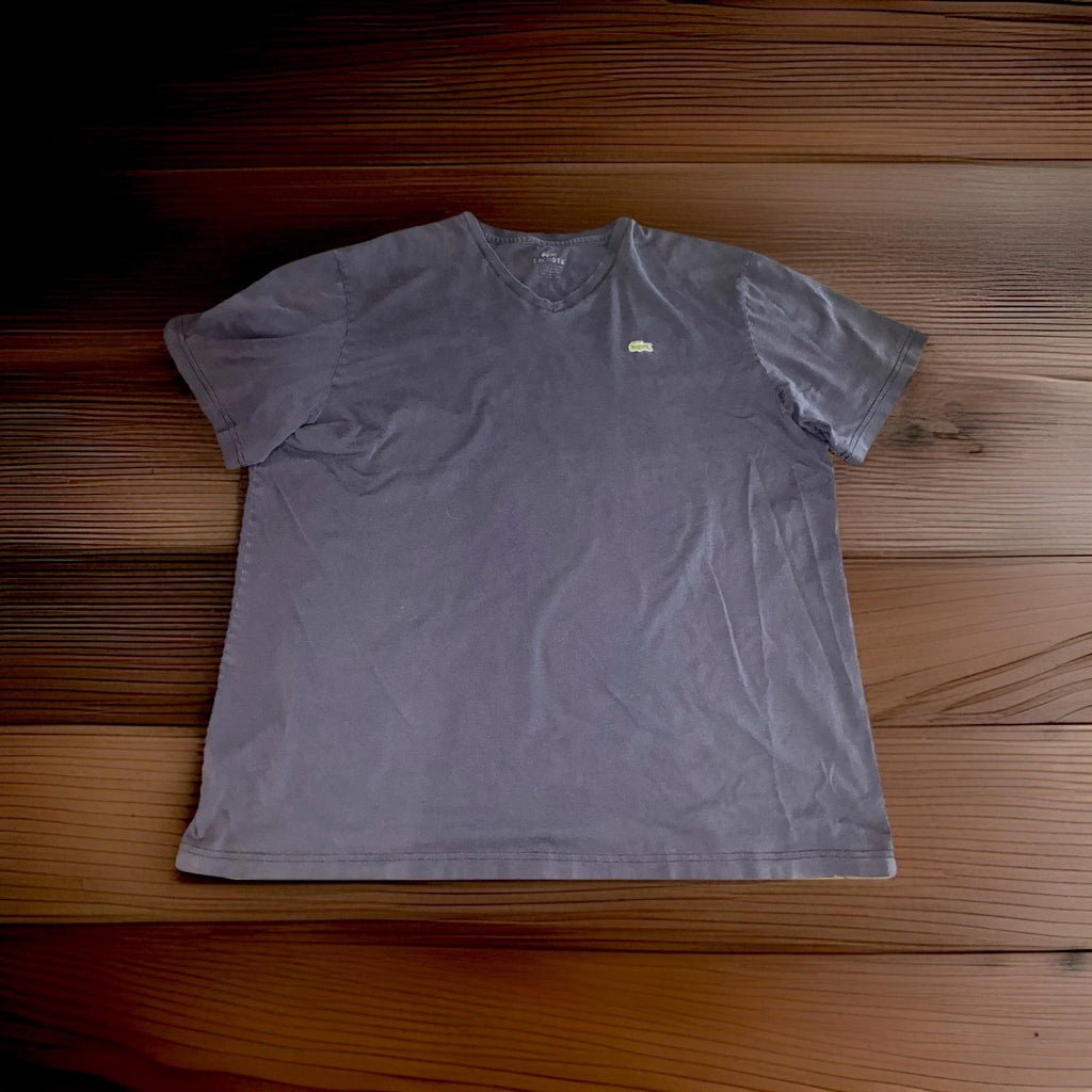 Lacoste T shirt Mens XXL Blue Cotton V Neck Preppy Embroired Alligator