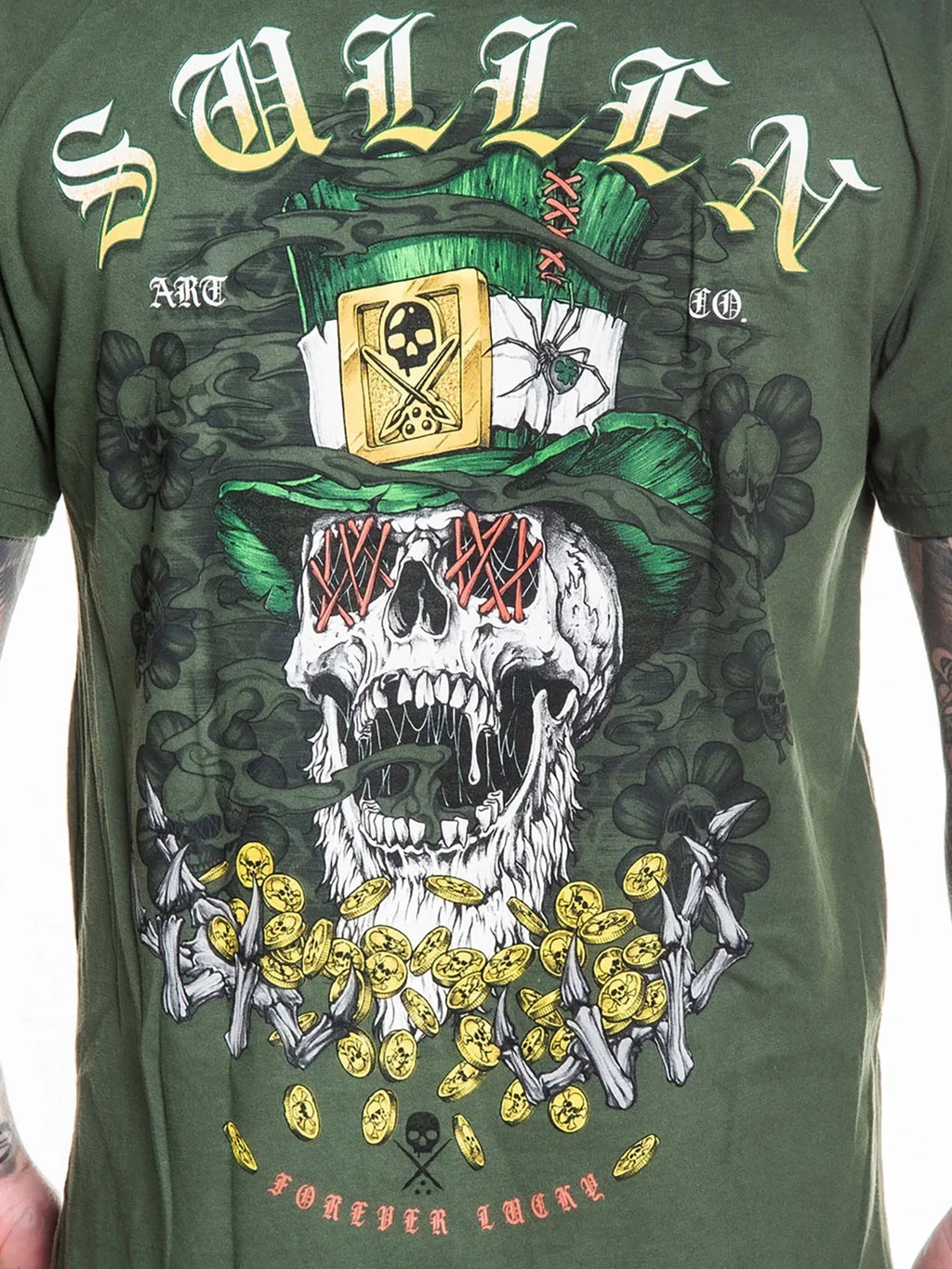 Sullen Men's Forever Lucky Short Sleeve Premium T-shirt Lucky Tattoo Skull Tee