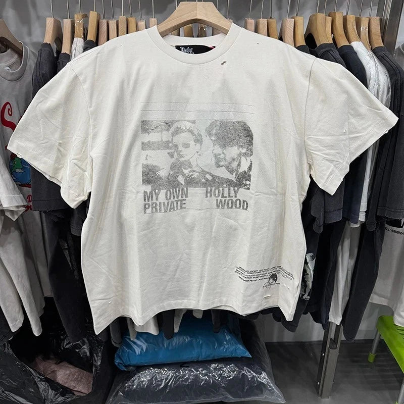 My Own Private Hollywood Mens White Cotton T Shirt Paly