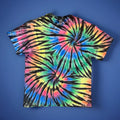 *New* 2XL - Sm Handmade Tie Dye, Rainbow Black Twin Spiral, Crew or V-Neck