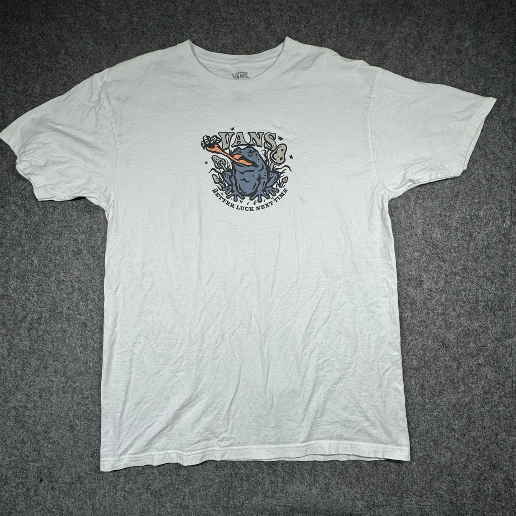 Vans T-Shirt Men’s L White “Better Luck Next Time” Frog Graphic Skate Streetwear