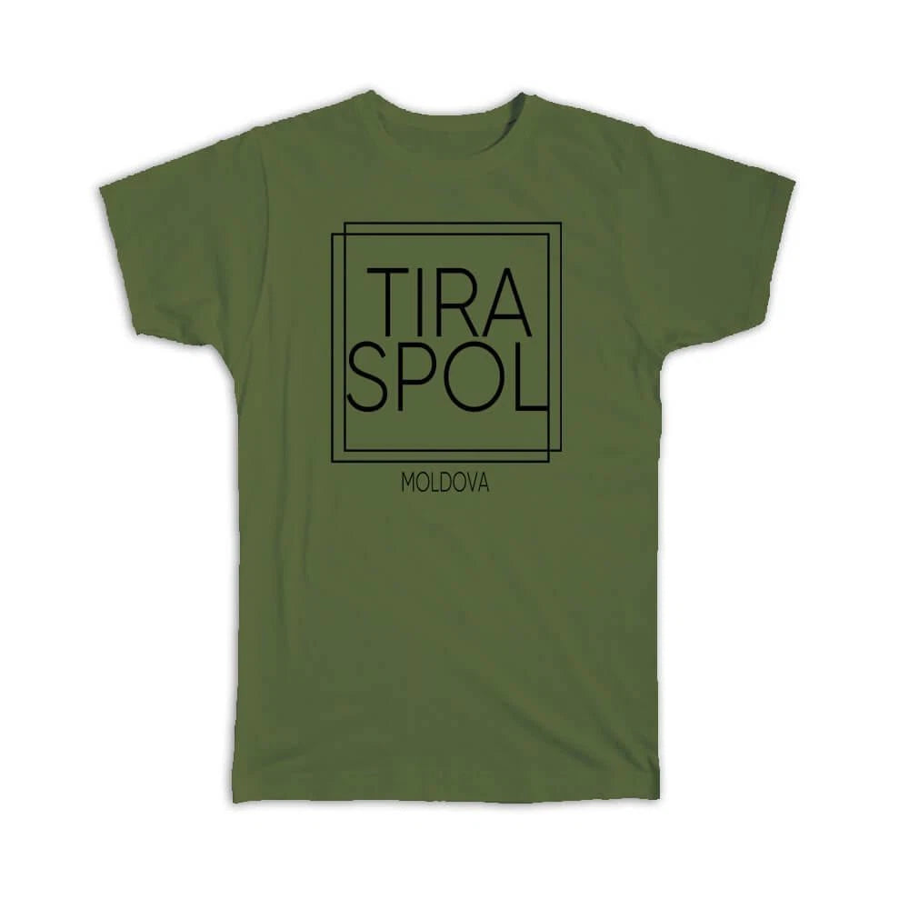 Gift T-Shirt : TIRASPOL Moldova Square Modern Minimalist Font