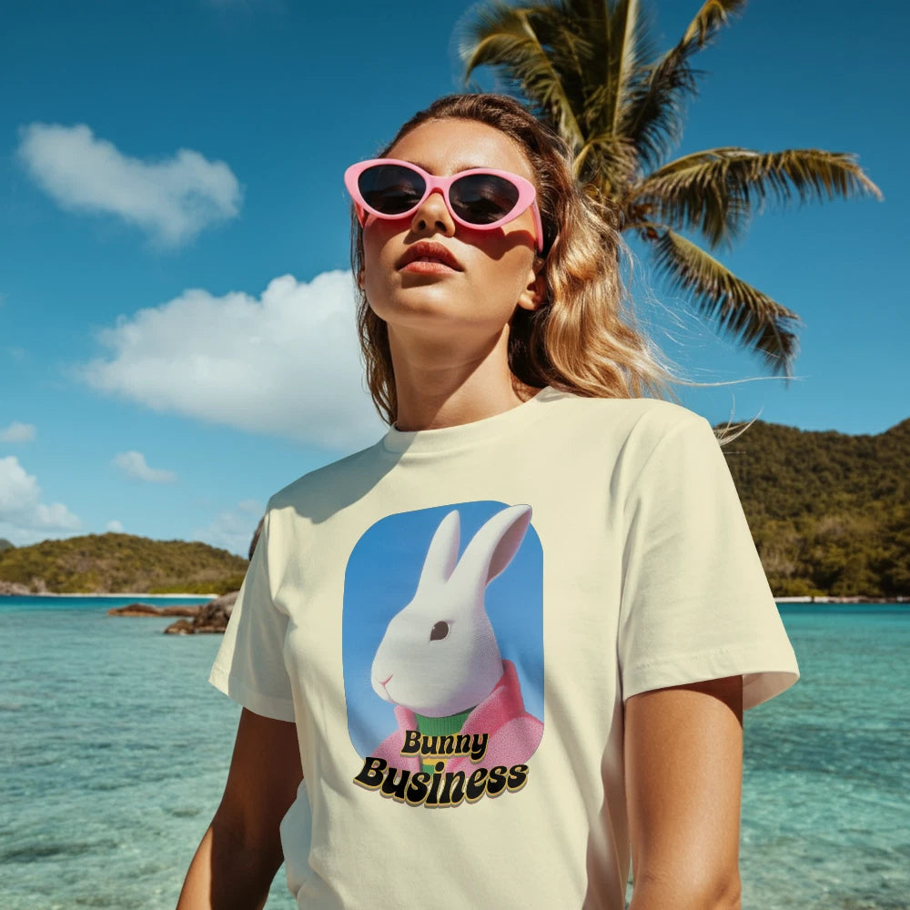 Bunny Business T-Shirt - Retro Surrealist Rabbit Art Tee - Weirdcore Aesthetic