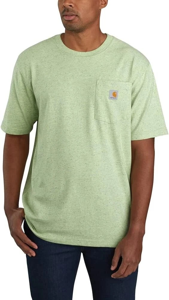 Carhartt Pocket T Shirt Mens 2XL Soft Green Nep Loose Fit Heavyweight LOGO NEW