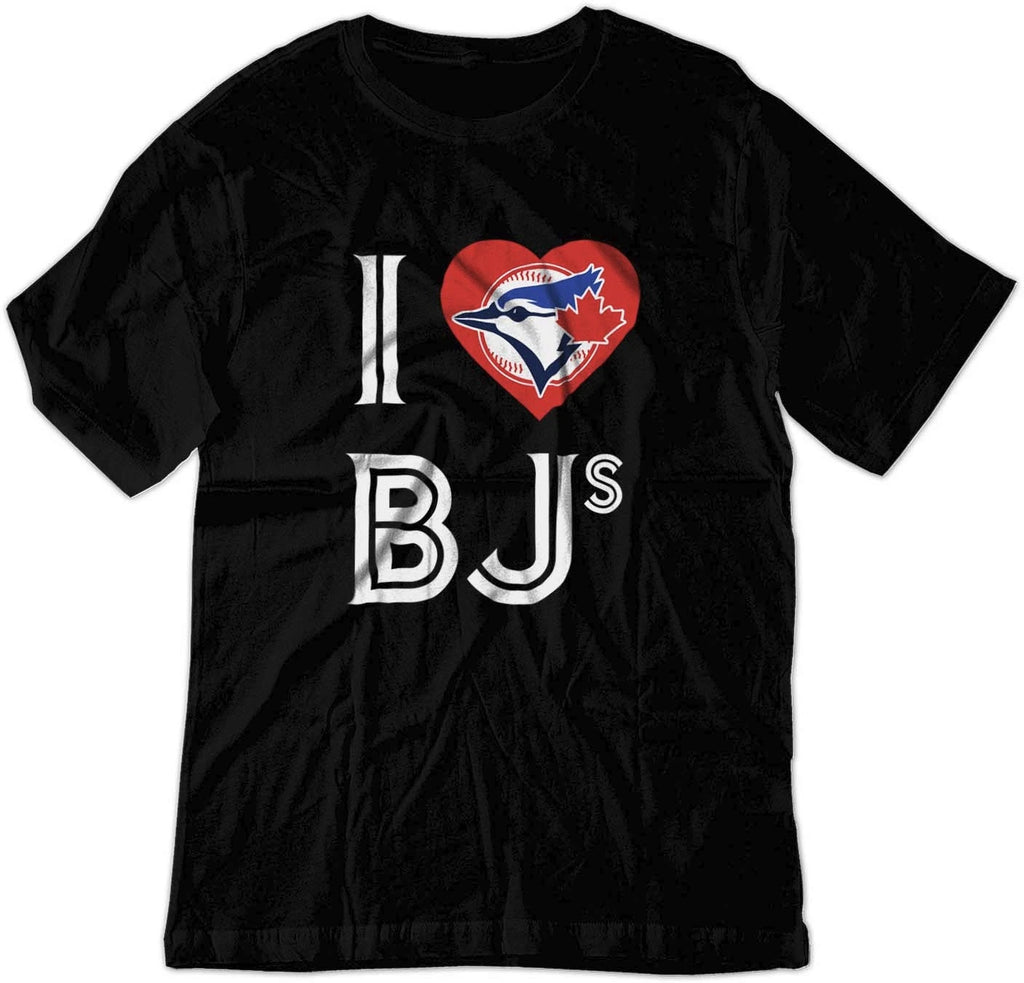 BSW Men's I Love BJ's Jays Baseball Sex Humor Heart Shirt