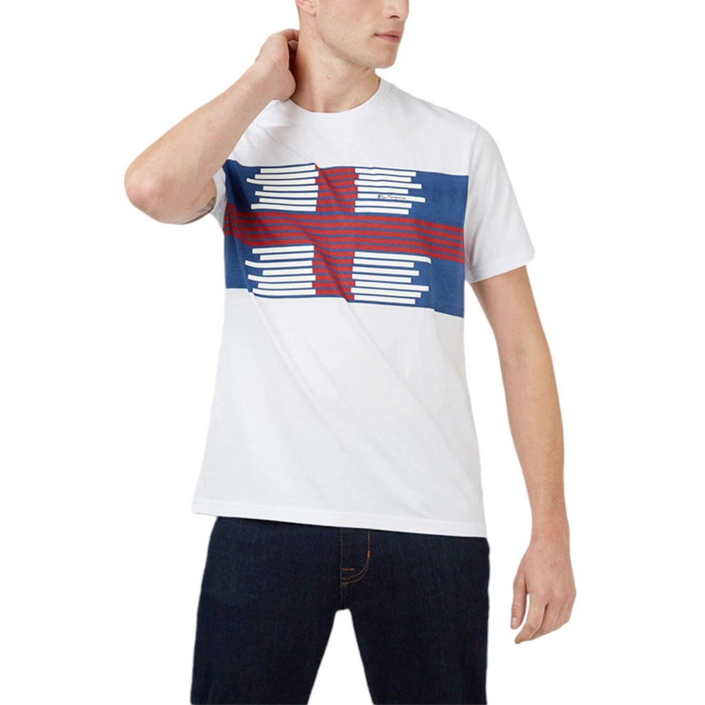 BEN SHERMAN 4882 Mens Short Sleeve T Shirts Crew Neck Casual Summer White Tee