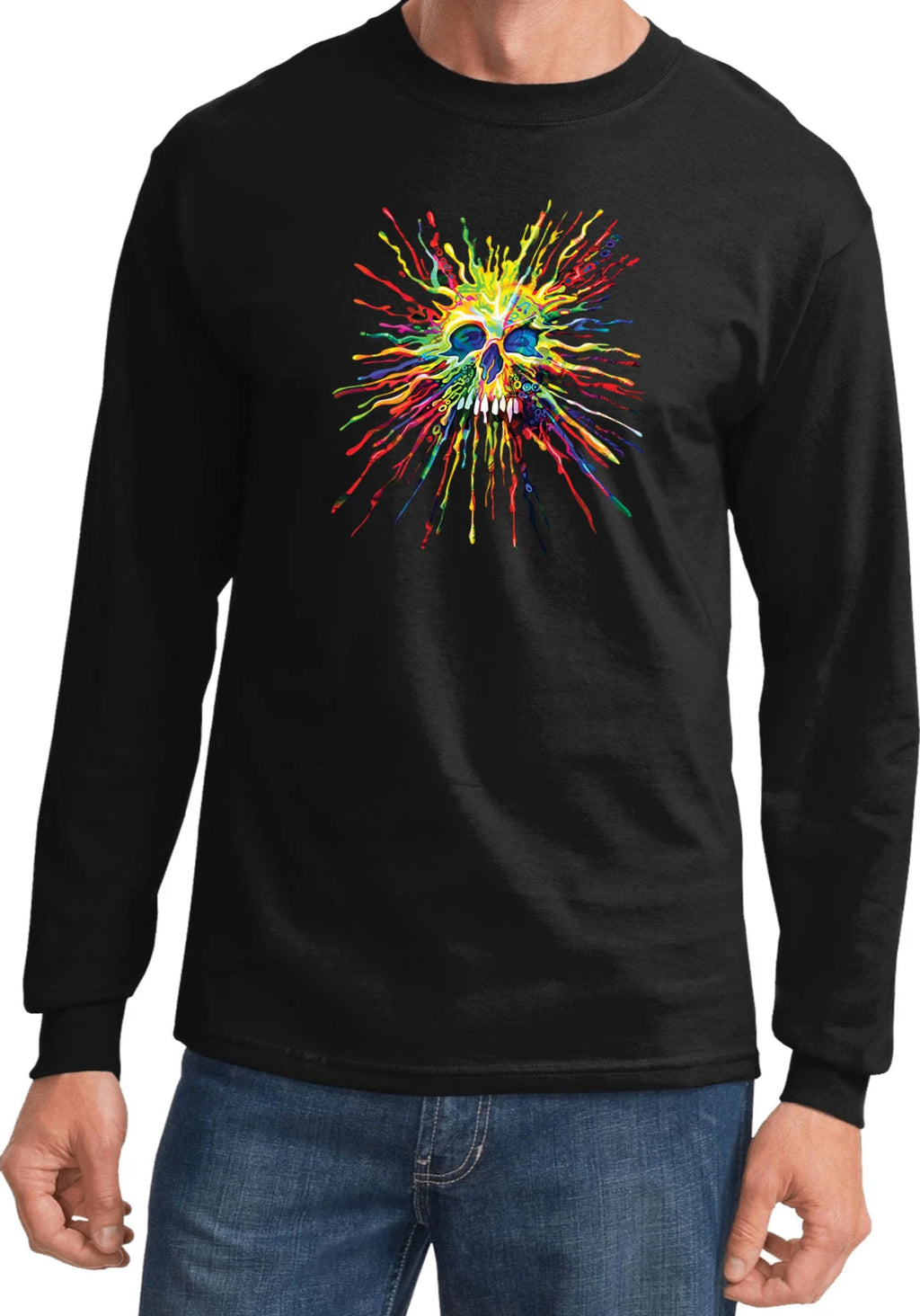 Buy Cool Shirts Splatter Skull Long Sleeve Shirt