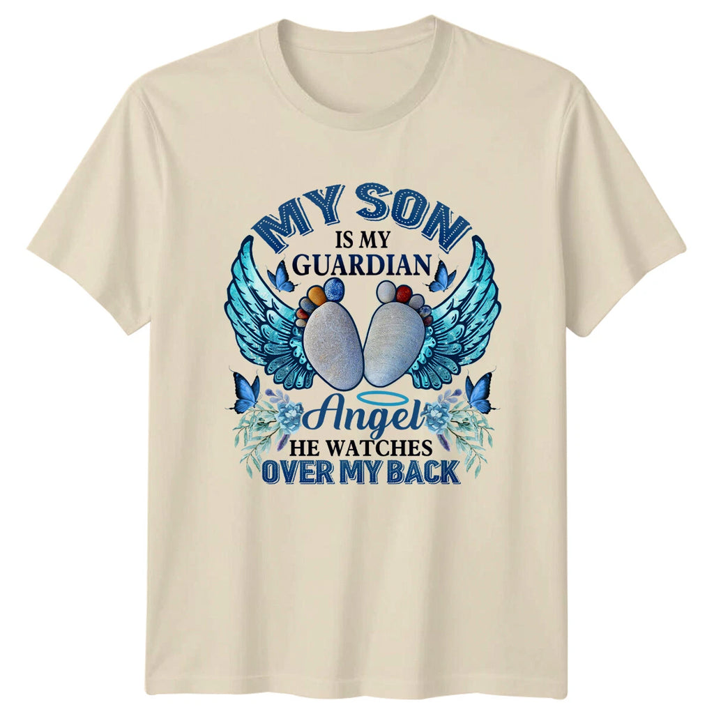 My Son Is My Guardian Angel He Watches Over My Back Memorial T-Shirt