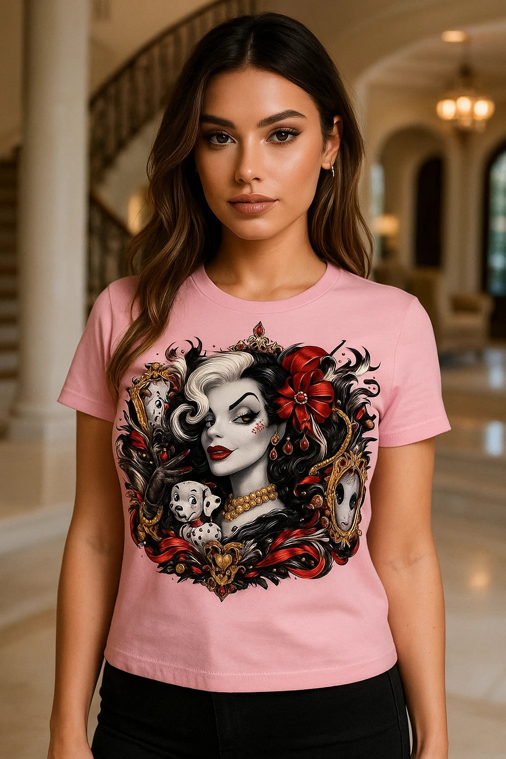 Cruella Inspired Shirt Dalmatian Villain Tee Dark Glam Aesthetic Graphic TShirt