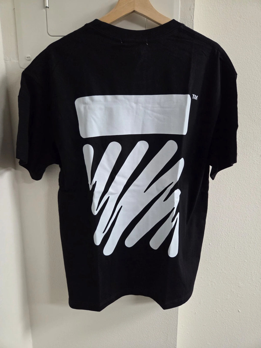 Off Wht Thick Scribble Lines Logo Black T-Shirt Cotton Regular Fit S/M/L/XL T25