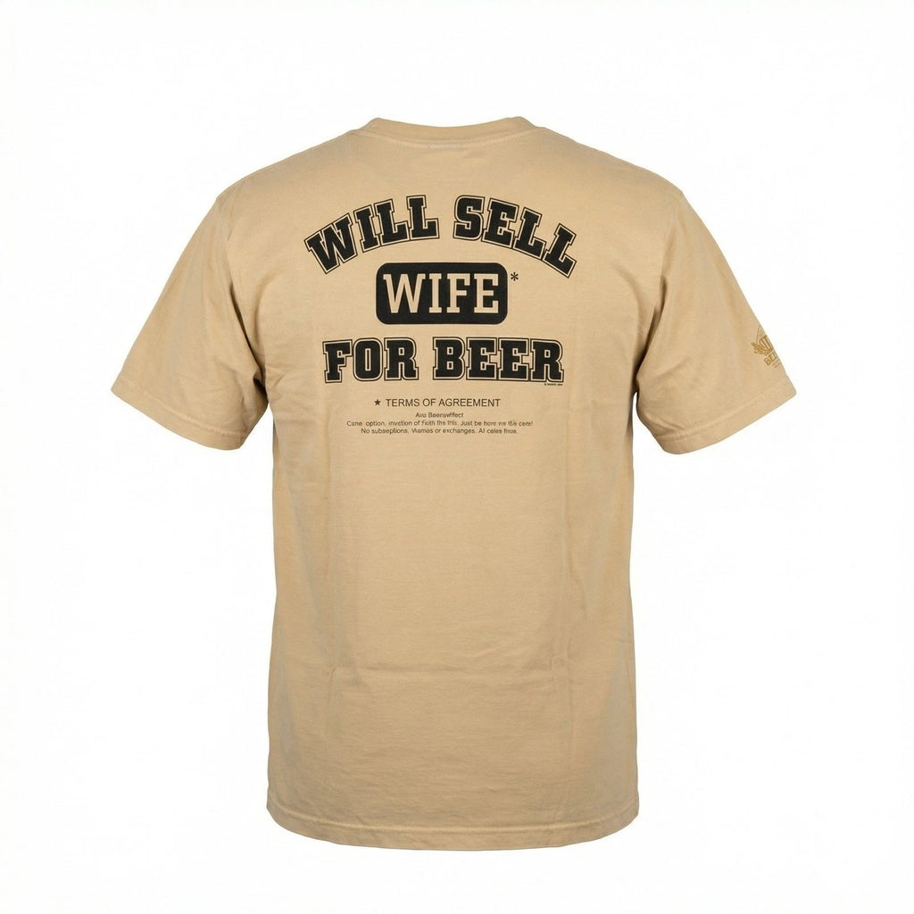 Crazy Shirt Hawaii Mens Medium Tan Beer Dyed Will Sell Wife For Beer Graphic Tee