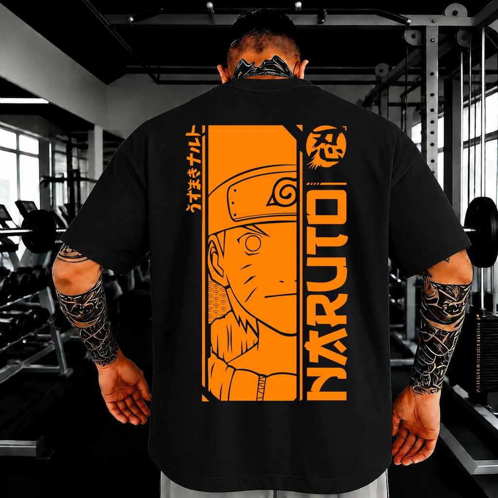 Oversized Graphic T-Shirt Men Streetwear Japanese Anime Printed Cotton Tee Top