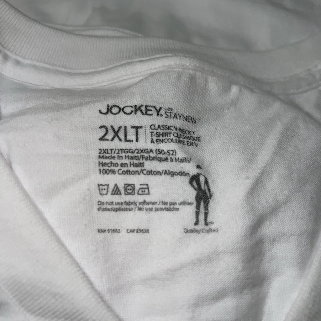 Jockey  Or Hanes V-Neck T Shirt 2XLT Pack Of 3 100% Cotton New White Comfort /🎁