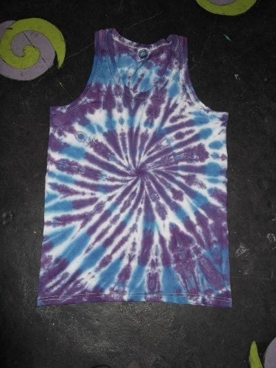 Purple Blue spiral festival tie dye t shirt tank vest top S-2XL