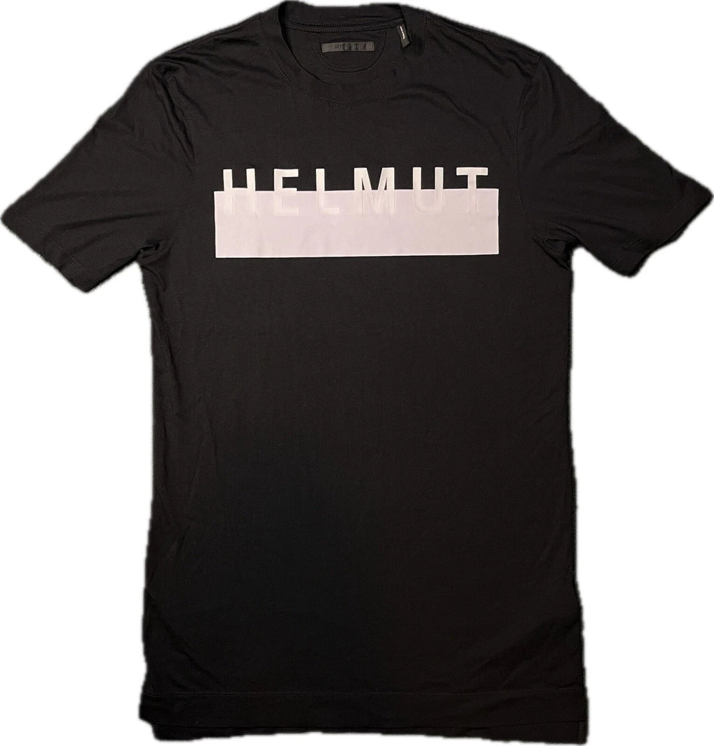 Helmut Lang Mens Oversized Logo Spellout T Shirt in Black Size S good condition