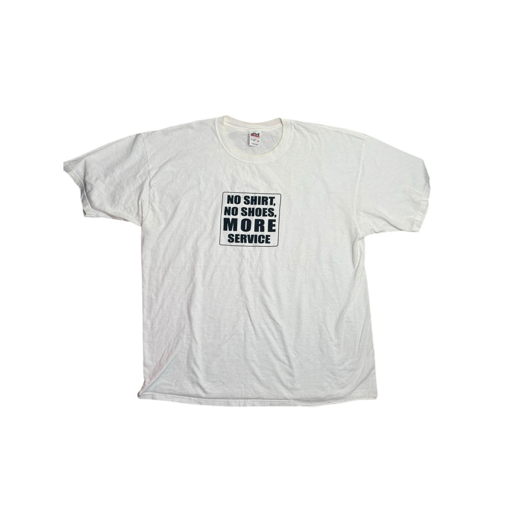 VTG Anvil Funny Graphic T-Shirt 2XL White No Shirt No Shoes More Service Tee