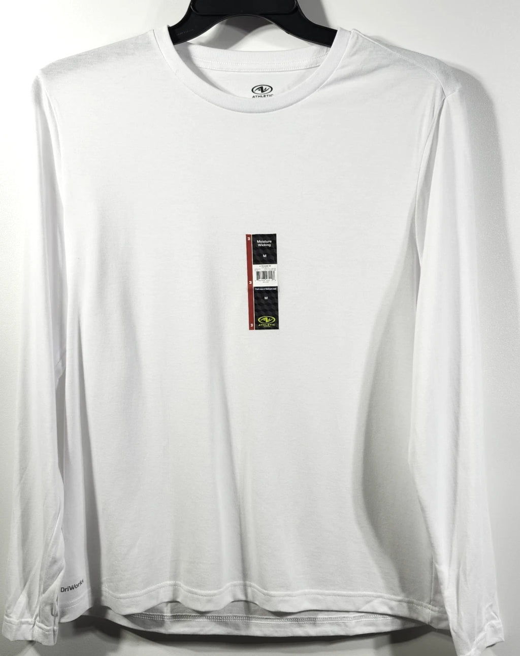 Men's T-Shirt Size Medium White Long Sleeve Athletic Works Moisture Wicking