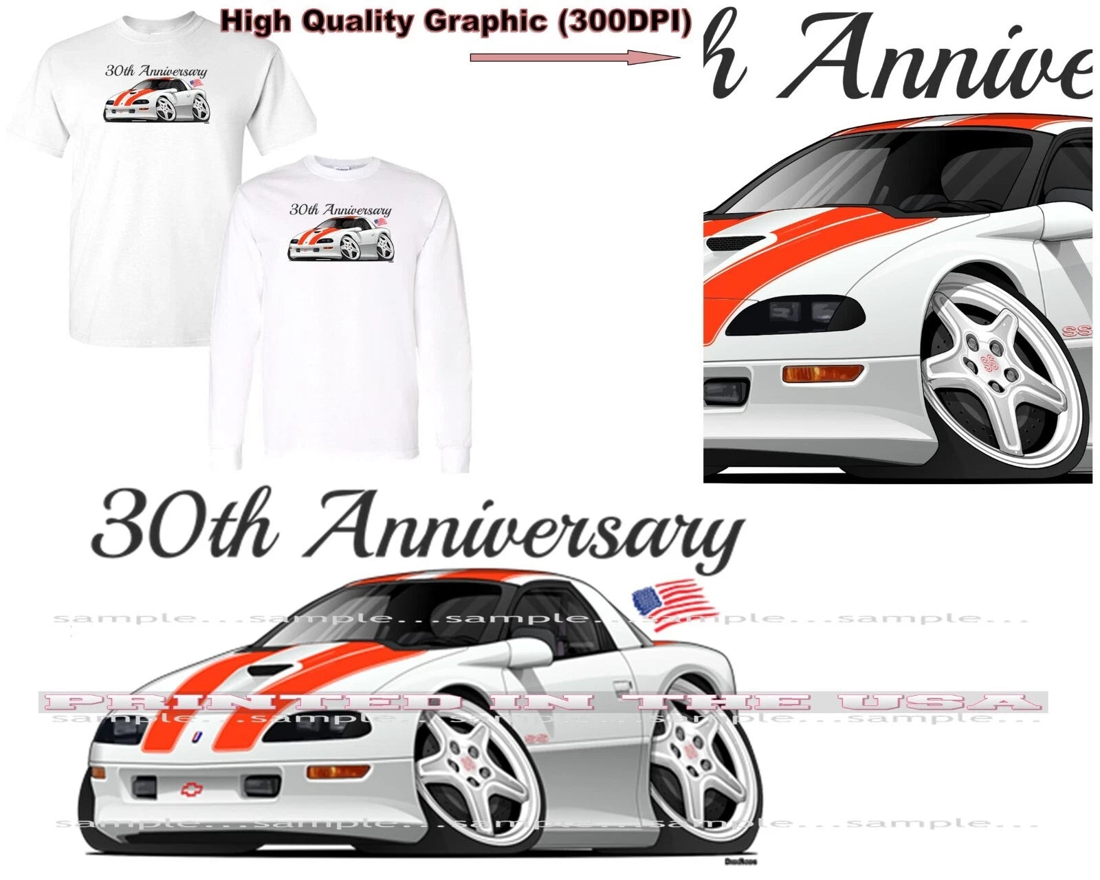 DigiRods Camaro 1997 30th Anniversary Z28 SS Edition Model Cartoon Car T Shirt