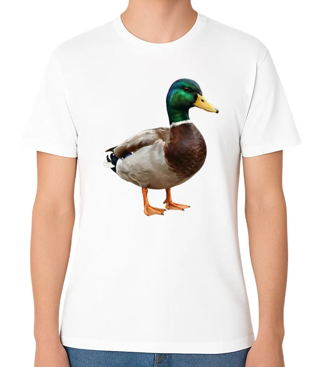 Mallard Duck T-Shirt Wildlife Bird Illustration Nature Art Unisex Tee